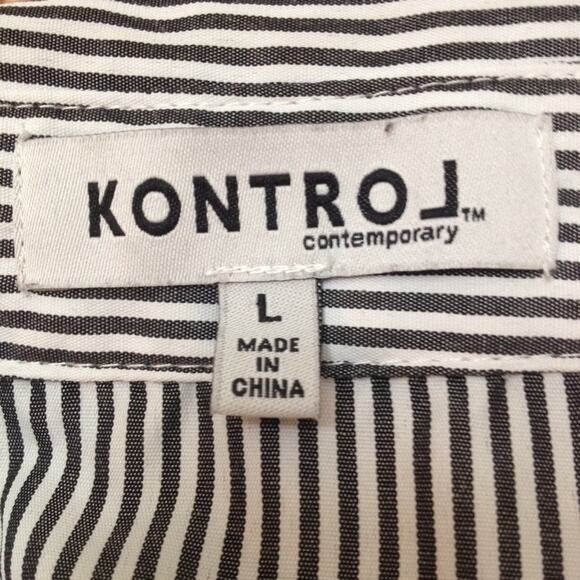 Kontrol Contemporary Embroidered Blue Striped Rose Floral Top - Picture 3 of 8